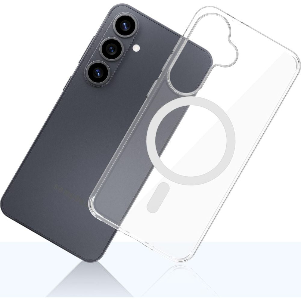 Handyhülle für Galaxy S26, 3mk EverClear MagCase mit MagSafe, Transparent mit weißem Magneten