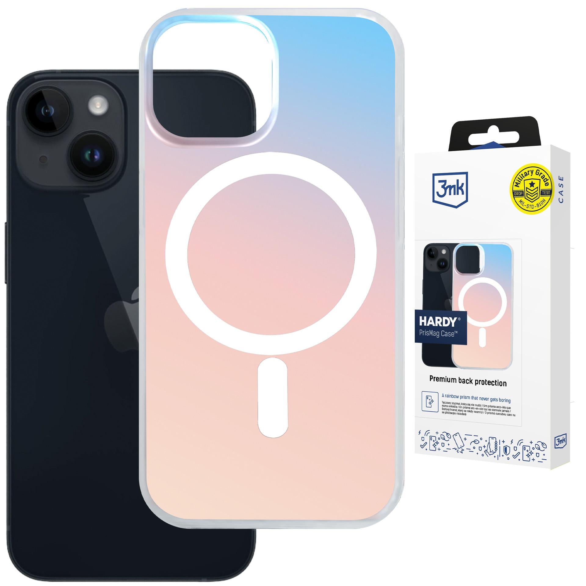 Handyhülle für iPhone 14, 3mk Hardy PrisMag Case mit MagSafe, holografisch