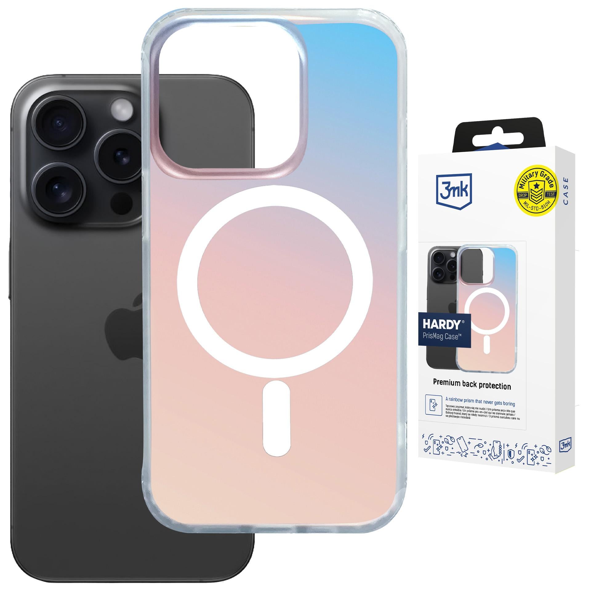 Handyhülle für iPhone 14 Pro Max, 3mk Hardy PrisMag Case mit MagSafe, holografisch