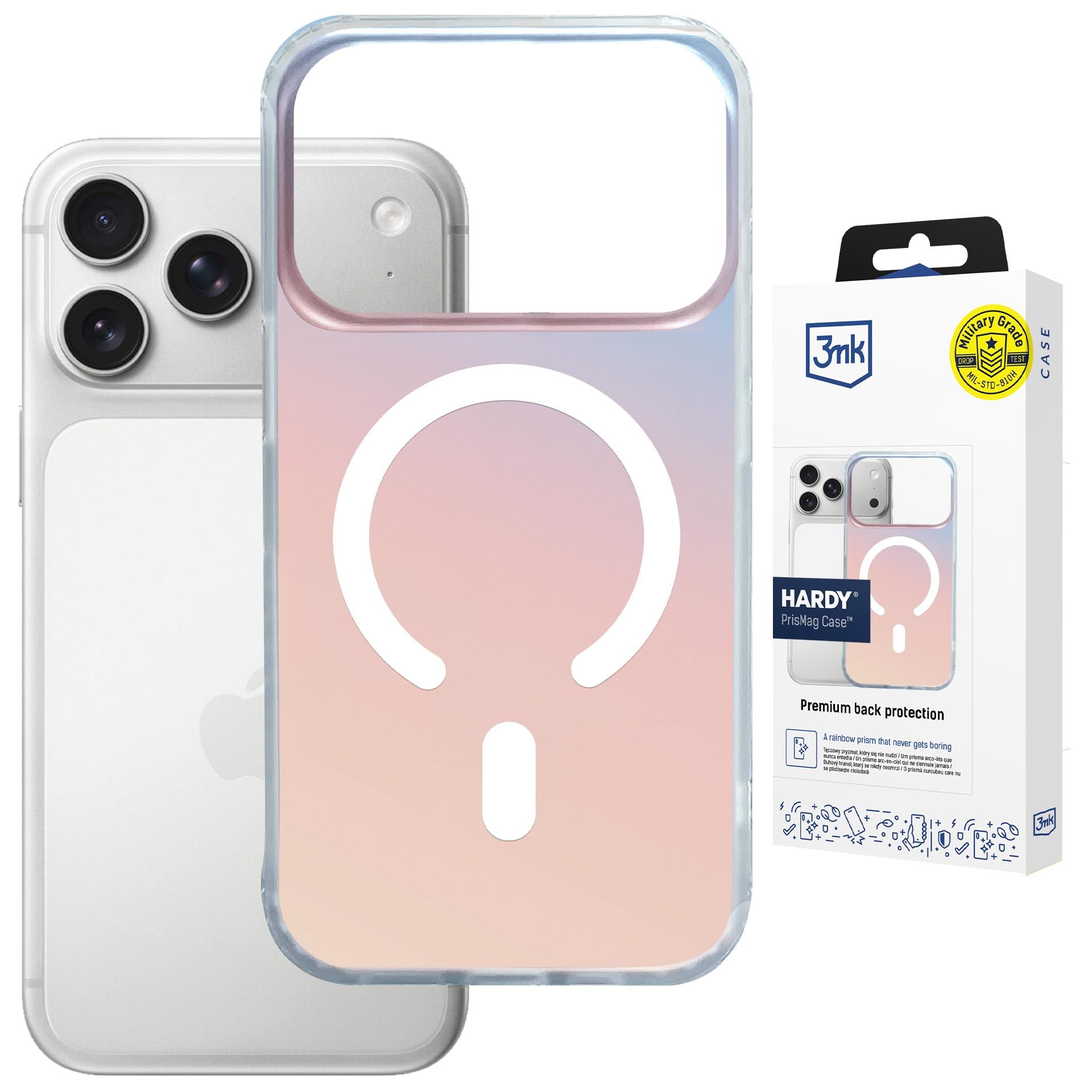 Handyhülle für iPhone 17 Pro Max, 3mk Hardy PrisMag Case mit MagSafe, holografisch