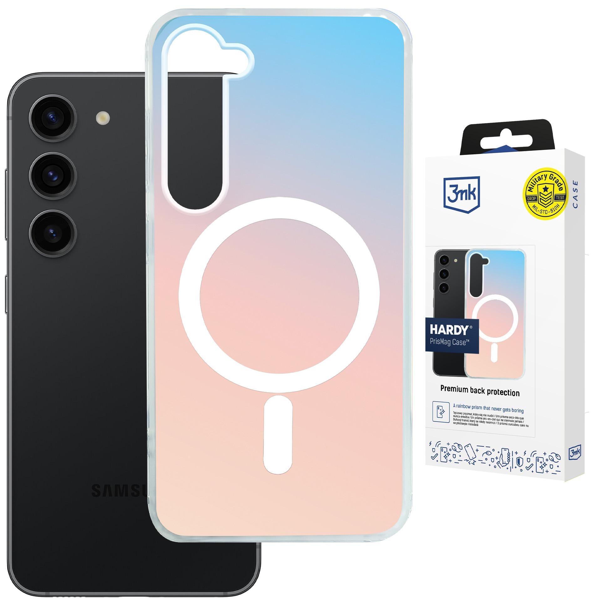 Handyhülle für Galaxy S23, 3mk Hardy PrisMag Case mit MagSafe, holografisch