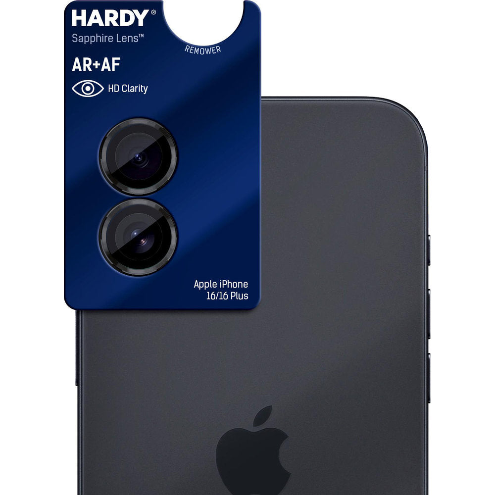 Saphirglas für die Kamera mit Applikator für Apple iPhone 17 / 16 Plus / 16, 3mk Hardy Sapphire Lens, Schwarz (1/9)