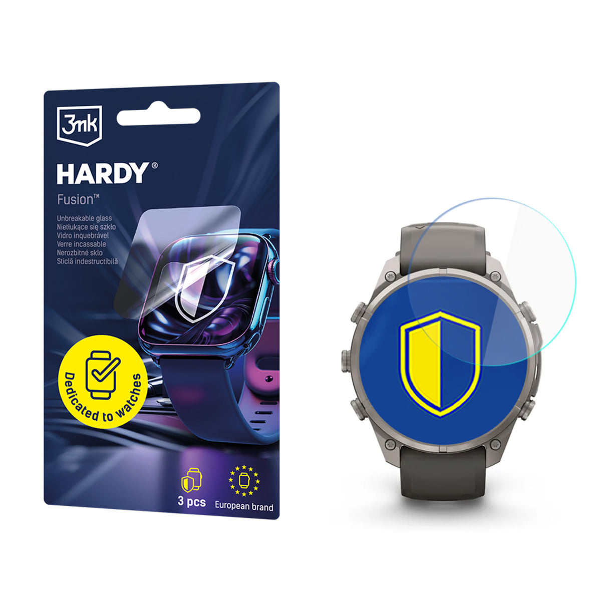 Hybridglas für Smartwatch Garmin Fenix 9 Pro Solar 51mm, 3mk Hardy Fusion, 3 Stück
