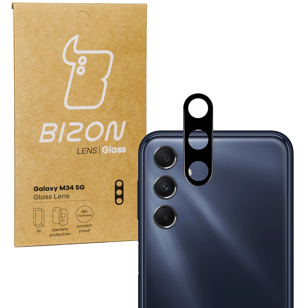 Gehärtetes Glas für die Kamera Bizon Glass Silk Lens für Galaxy M34 5G, 2 Stück