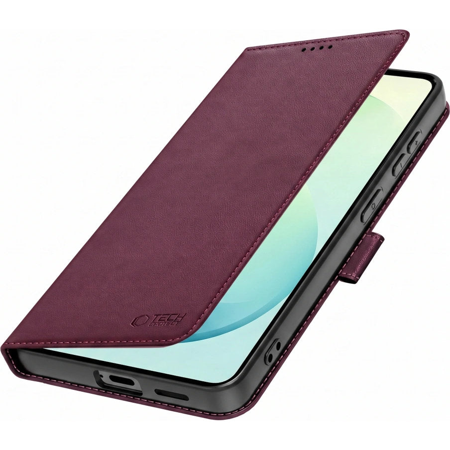 Handyhülle mit Klappe für Galaxy S26 FE, Tech-Protect Wallet, Burgunderrot (3/7)