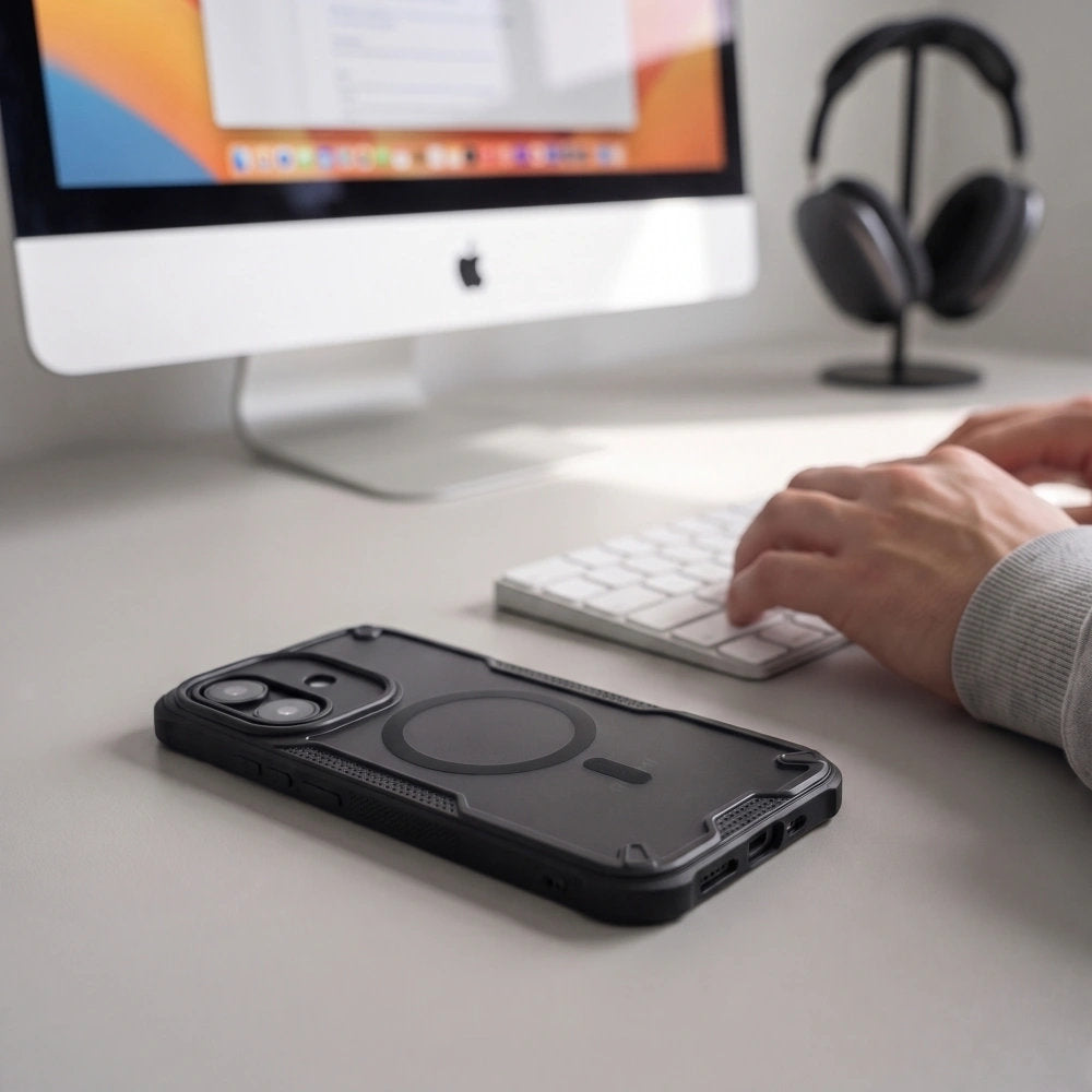 Handyhülle für Xiaomi Redmi Note 17 Pro 5G, Tech-Protect Rugged Shield mit MagSafe, mattes Rauchfarben mit schwarzem Rahmen (3/9)