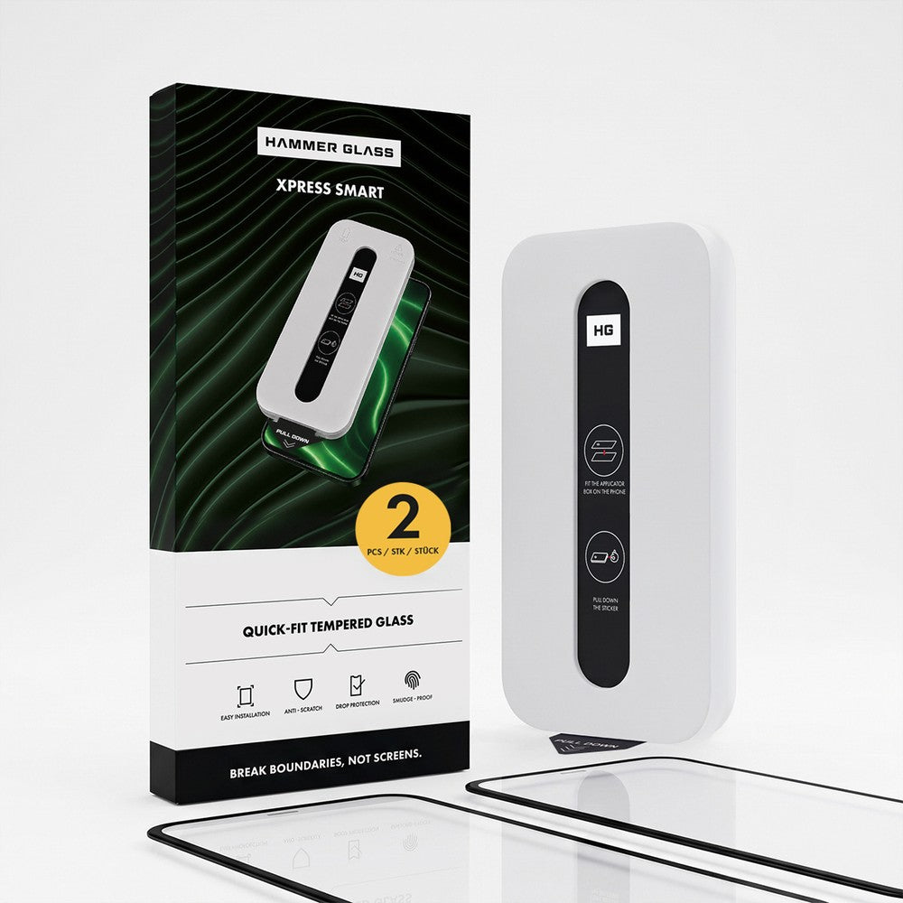 Panzerglas für Galaxy A35 5G, Galaxy A55 5G, Hammer Glass Xpress Smart 2-Pack, Schwarze Rahmen (1/6)