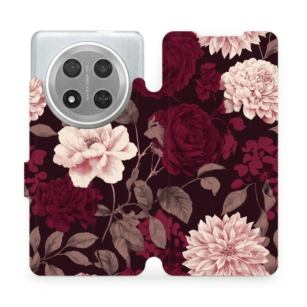 Handyhülle mit klappe für HONOR Magic7 Lite, Mobiwear Book, Wein und Dahlien