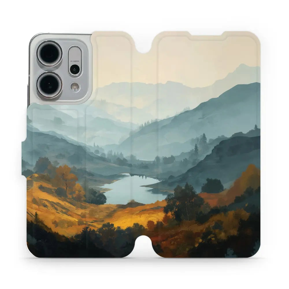 Handyhülle mit klappe für OPPO Reno14, Mobiwear Book, See im Tal