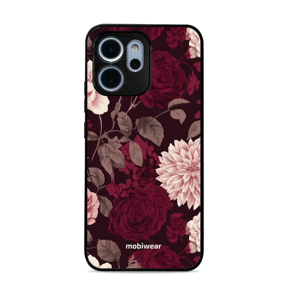 Handyhülle für OPPO Reno14 FS, Mobiwear Glossy Case, Wein und Dahlien
