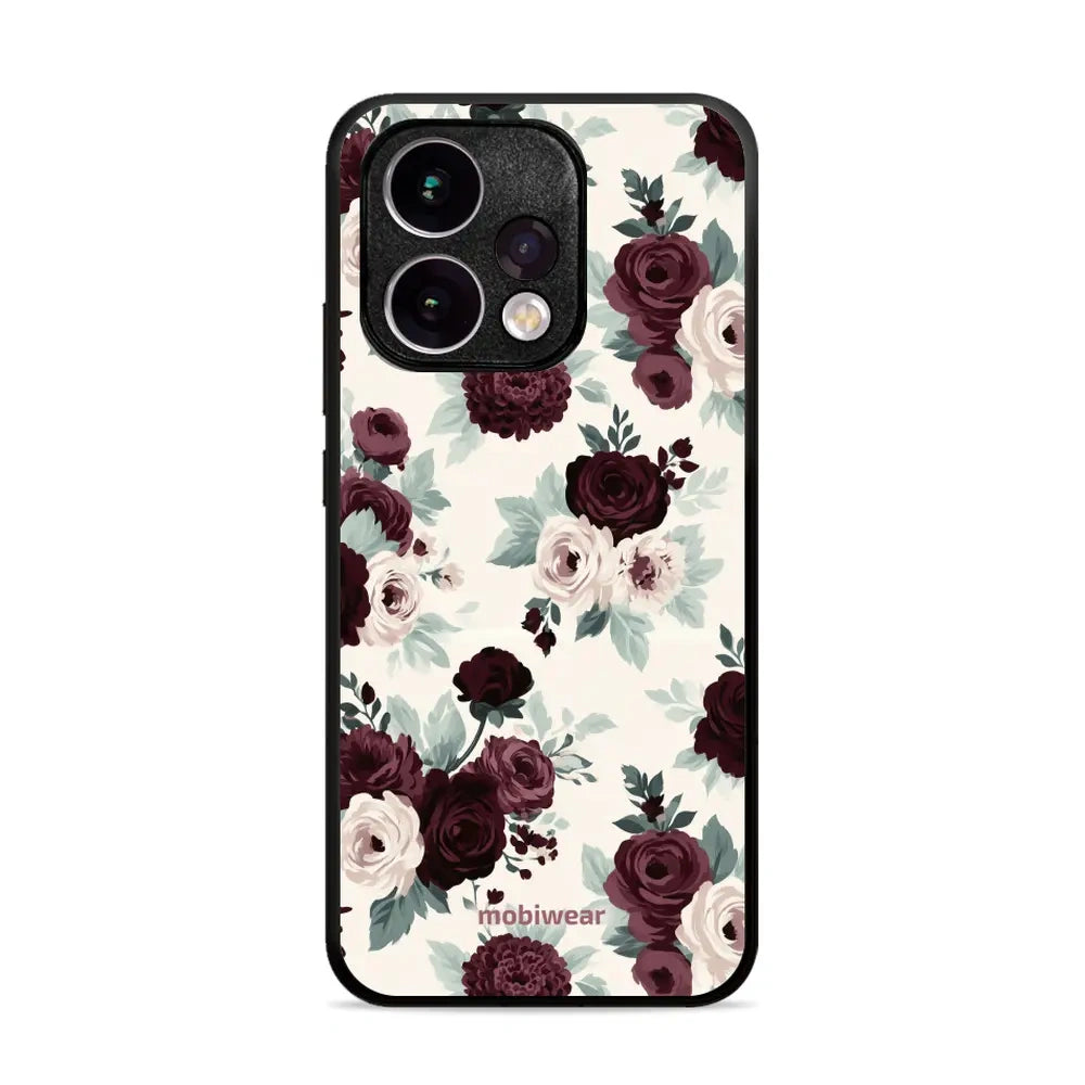 Handyhülle für OPPO Reno15, Mobiwear Glossy Case, Rosen mit Salbei auf Creme