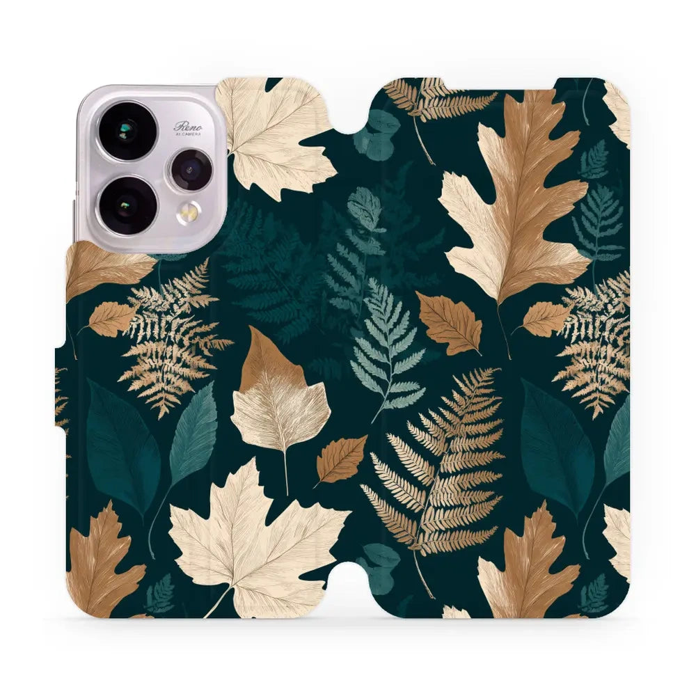 Handyhülle mit klappe für OPPO Reno15, Mobiwear Book, Herbarium aus Blättern und Farnen
