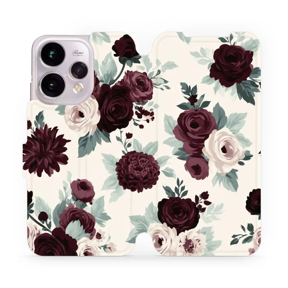 Handyhülle mit klappe für OPPO Reno15, Mobiwear Book, Rosen mit Salbei auf Creme