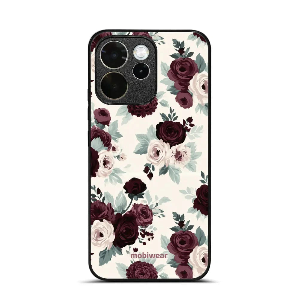 Handyhülle für OPPO Reno15 FS, Mobiwear Glossy Case, Rosen mit Salbei auf Creme