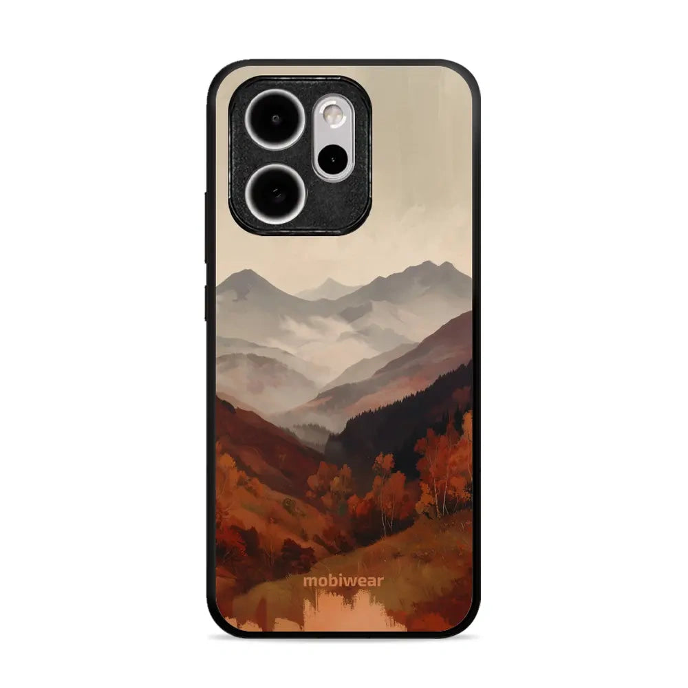 Handyhülle für OPPO Reno15 Pro, Mobiwear Glossy Case, Nebliges Tal in den Bergen