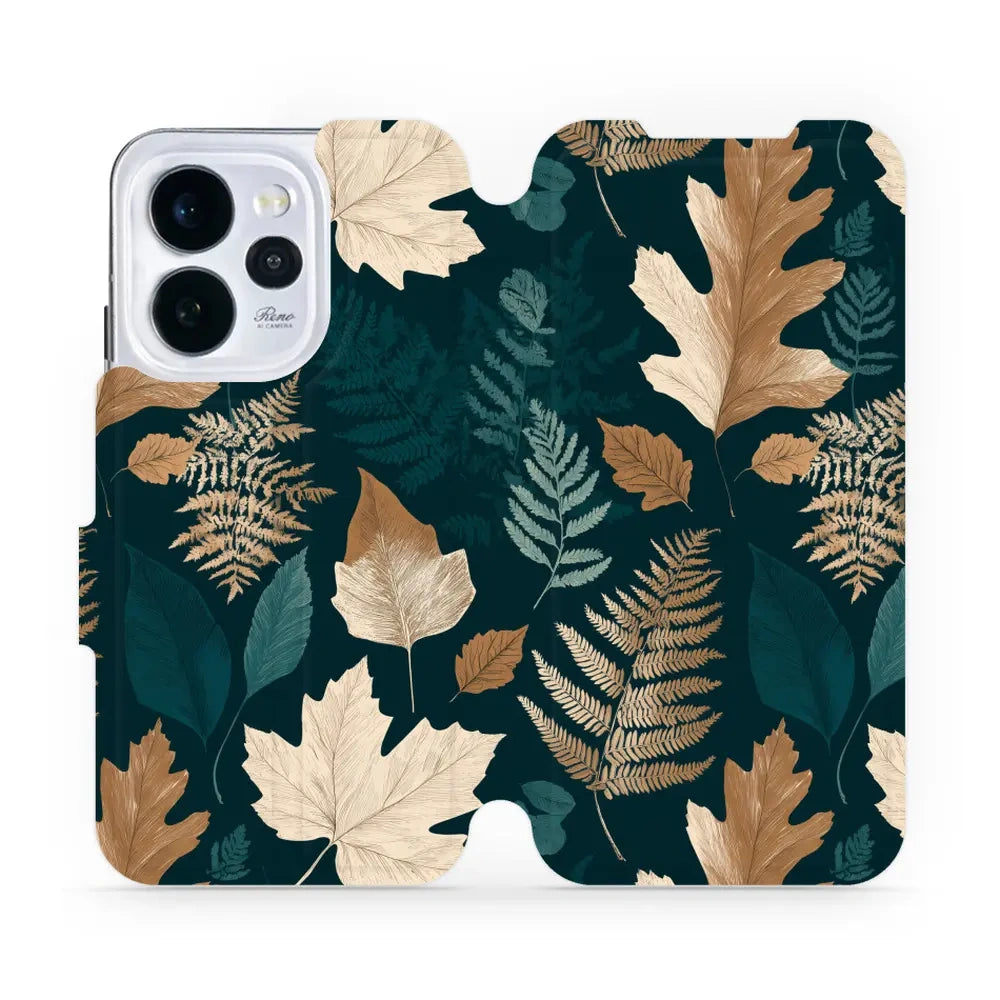 Handyhülle mit klappe für OPPO Reno15 Pro, Mobiwear Book, Herbarium aus Blättern und Farnen