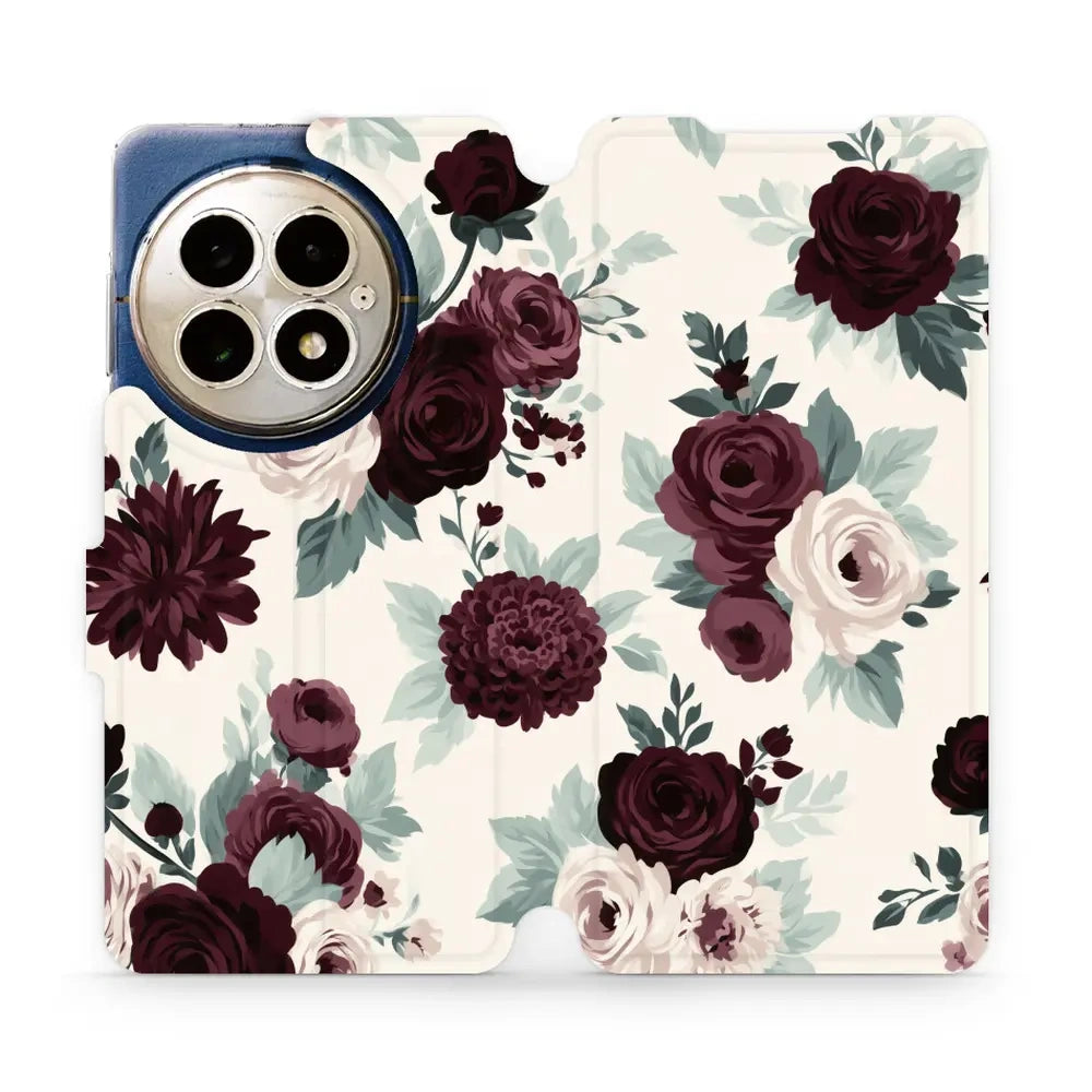 Handyhülle mit klappe für OnePlus 13, Mobiwear Book, Rosen mit Salbei auf Creme