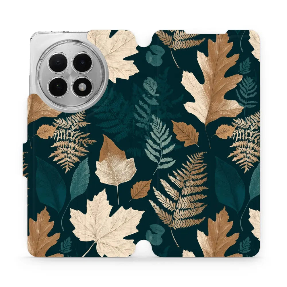 Handyhülle mit klappe für OnePlus 13R, Mobiwear Book, Herbarium aus Blättern und Farnen