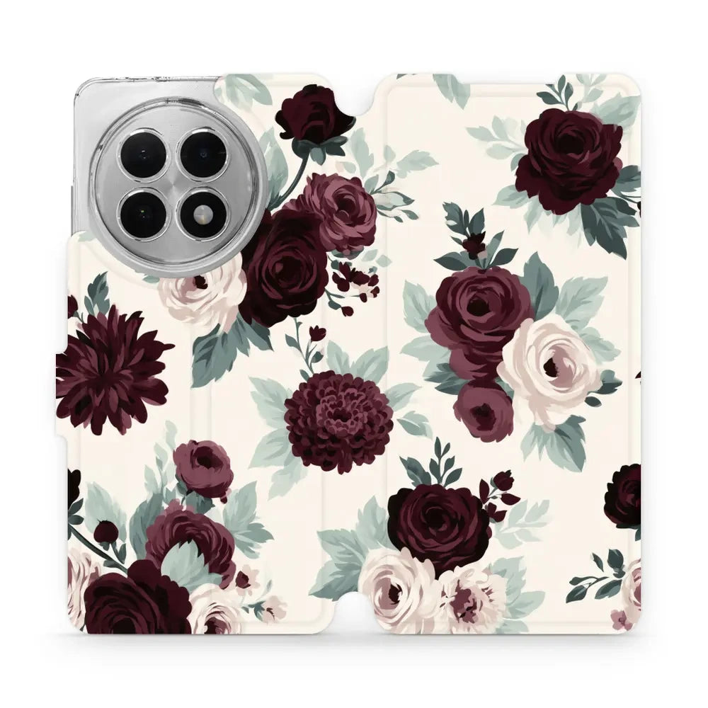 Handyhülle mit klappe für OnePlus 13R, Mobiwear Book, Rosen mit Salbei auf Creme