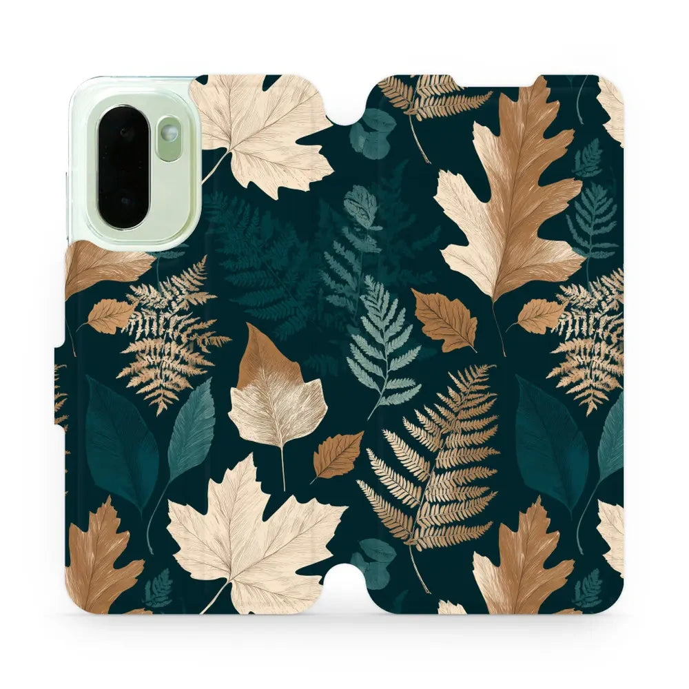 Handyhülle mit klappe für OnePlus 15R, Mobiwear Book, Herbarium aus Blättern und Farnen