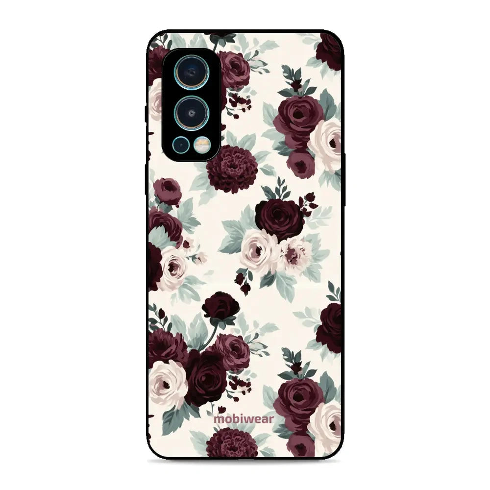 Handyhülle für OnePlus Nord 2 5G, Mobiwear Glossy Case, Rosen mit Salbei auf Creme
