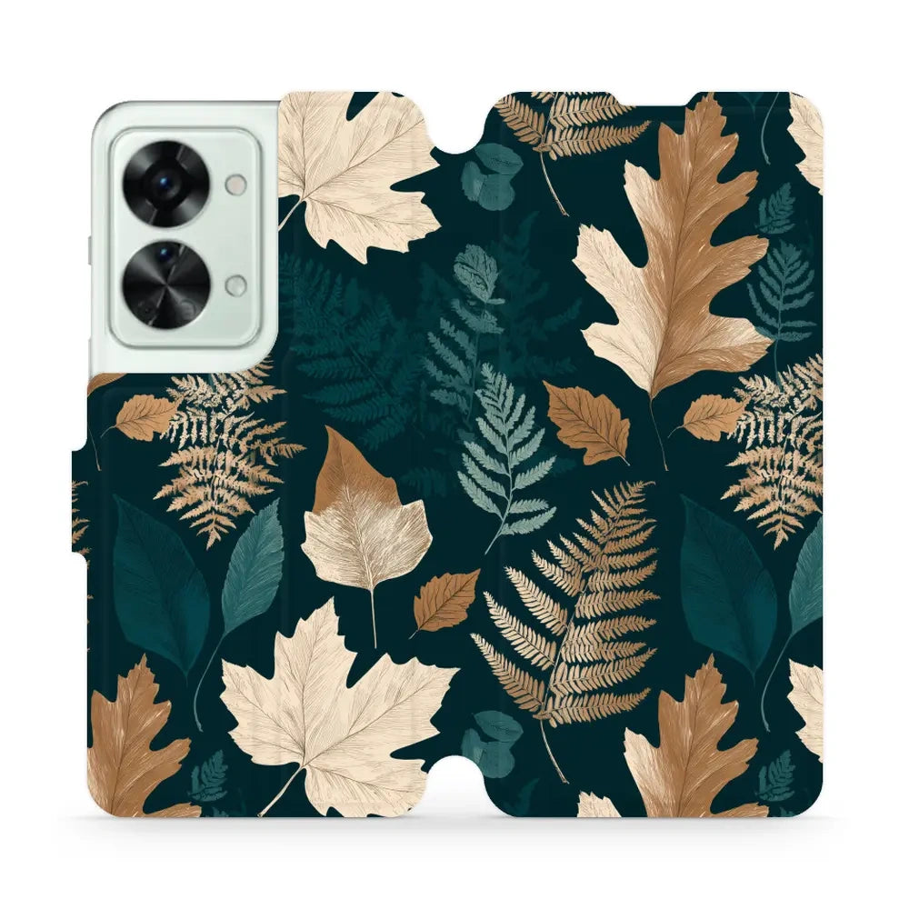 Handyhülle mit klappe für OnePlus Nord 2T, Mobiwear Book, Herbarium aus Blättern und Farnen