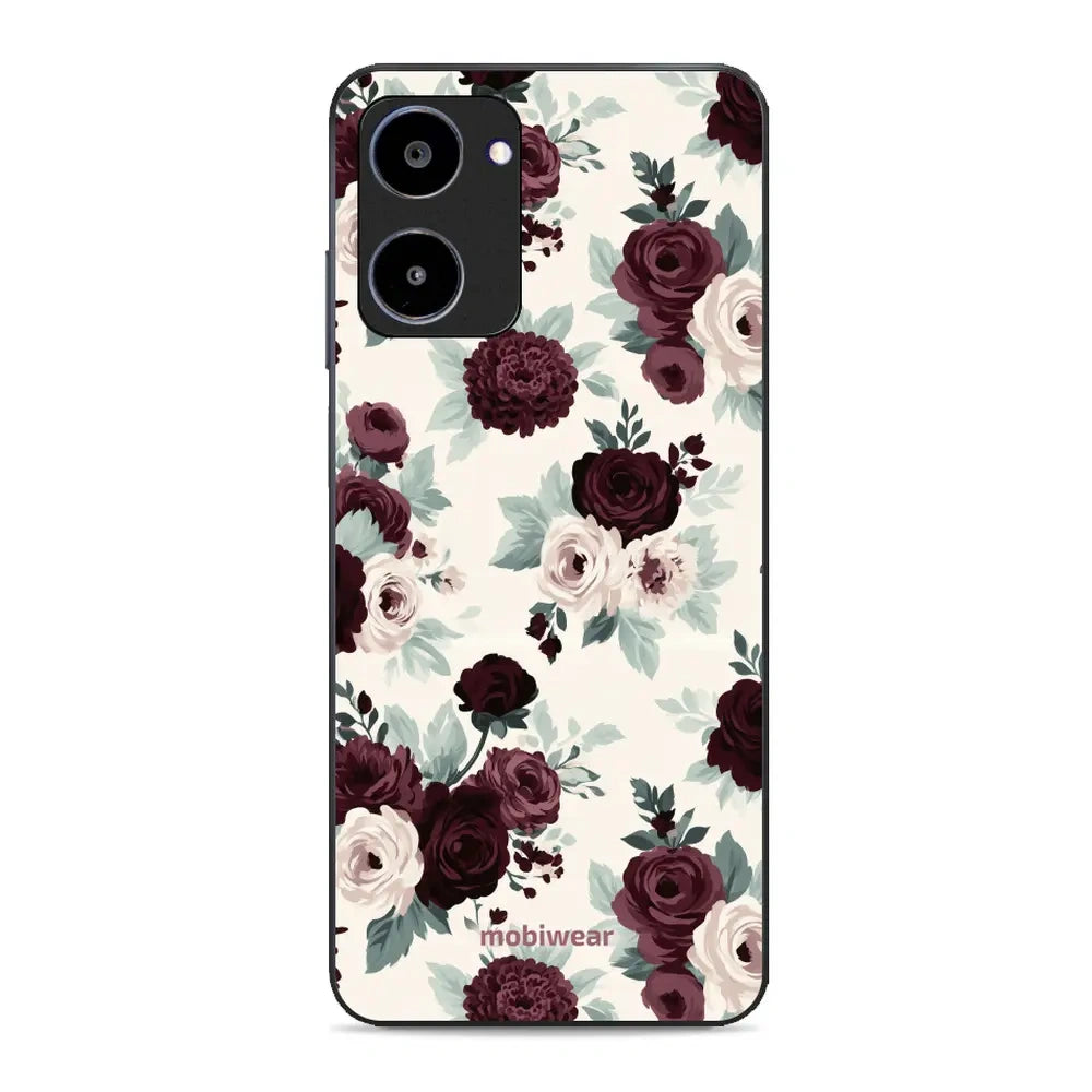 Handyhülle für realme 10 4G, Mobiwear Glossy Case, Rosen mit Salbei auf Creme