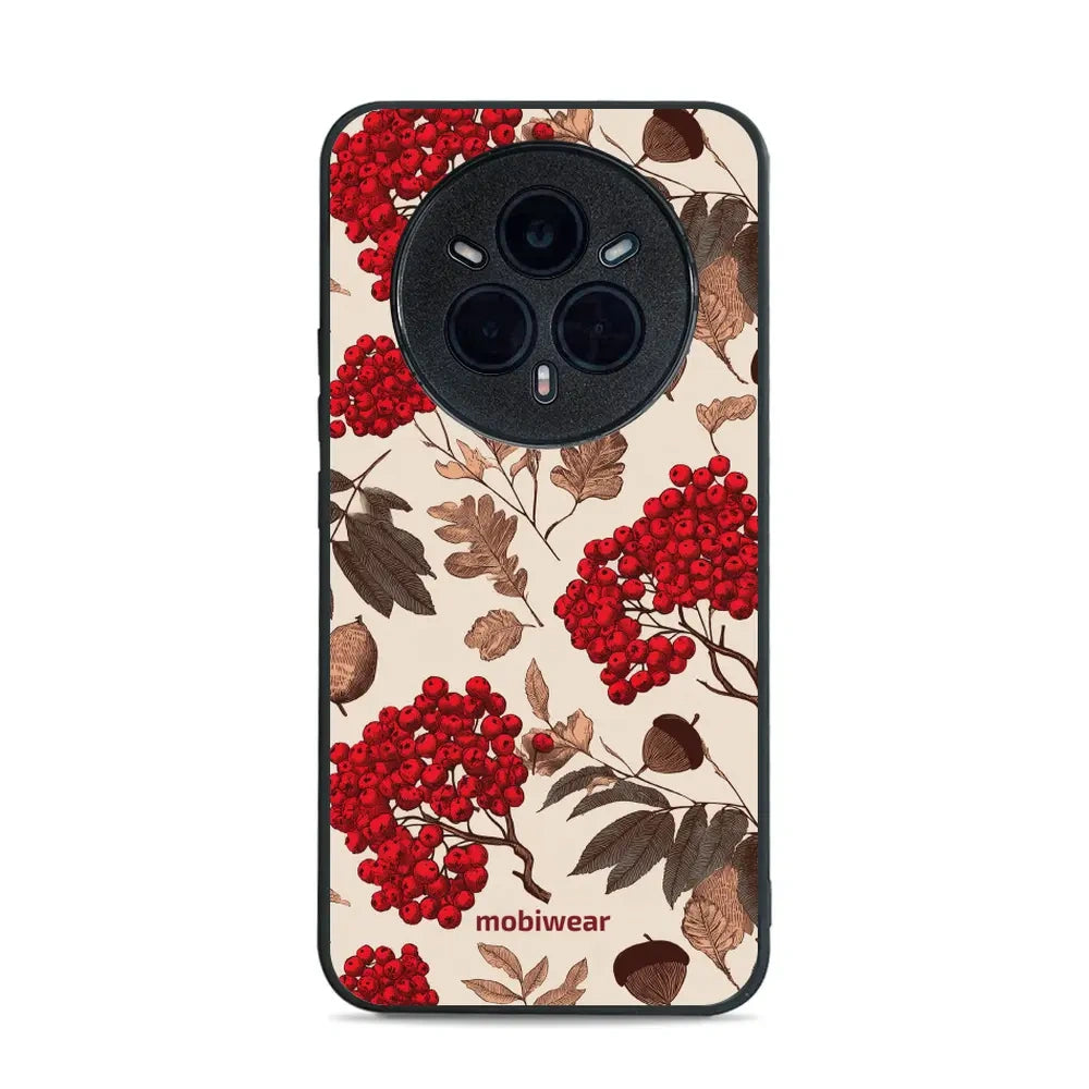 Handyhülle für realme 14 Pro Plus 5G, Mobiwear Glossy Case, Vogelbeeren auf Ecru