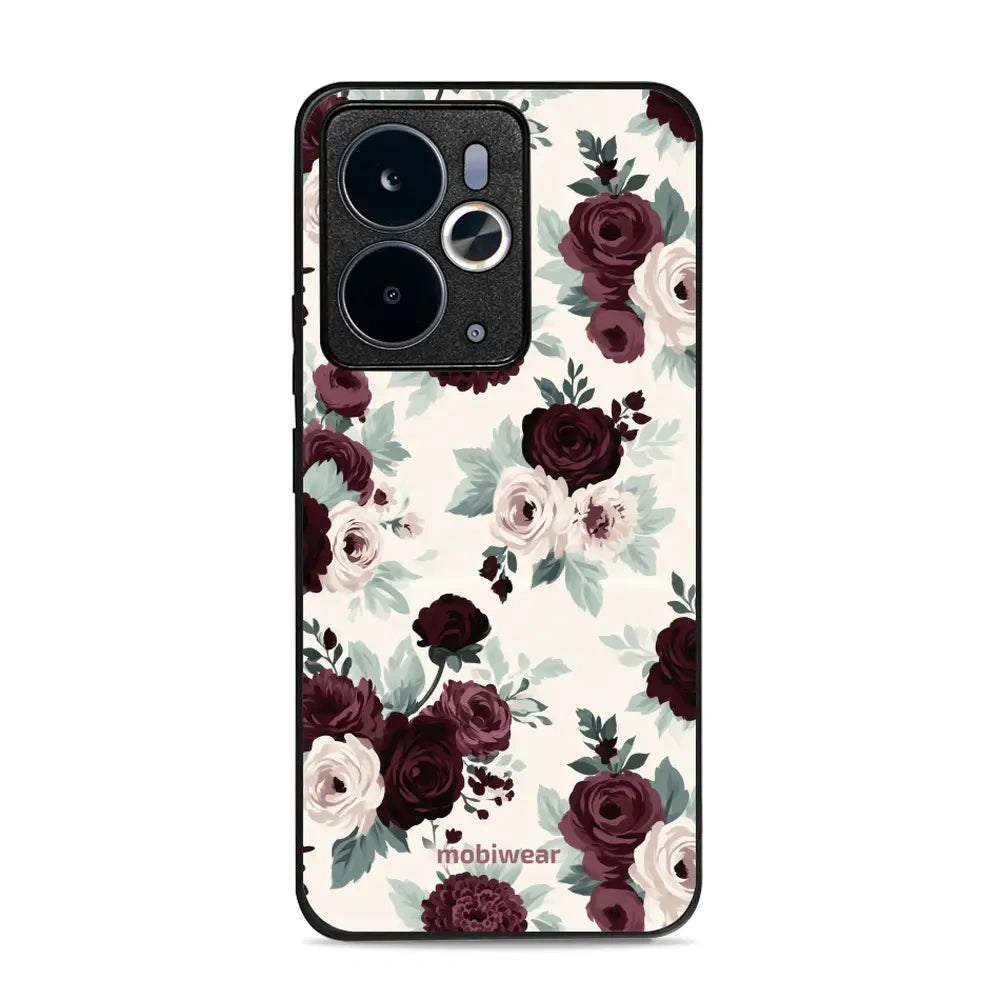 Handyhülle für realme 14T 5G, Mobiwear Glossy Case, Rosen mit Salbei auf Creme