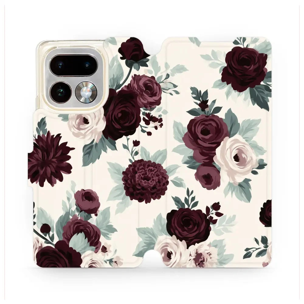 Handyhülle mit klappe für realme 16 Pro Plus 5G, Mobiwear Book, Rosen mit Salbei auf Creme