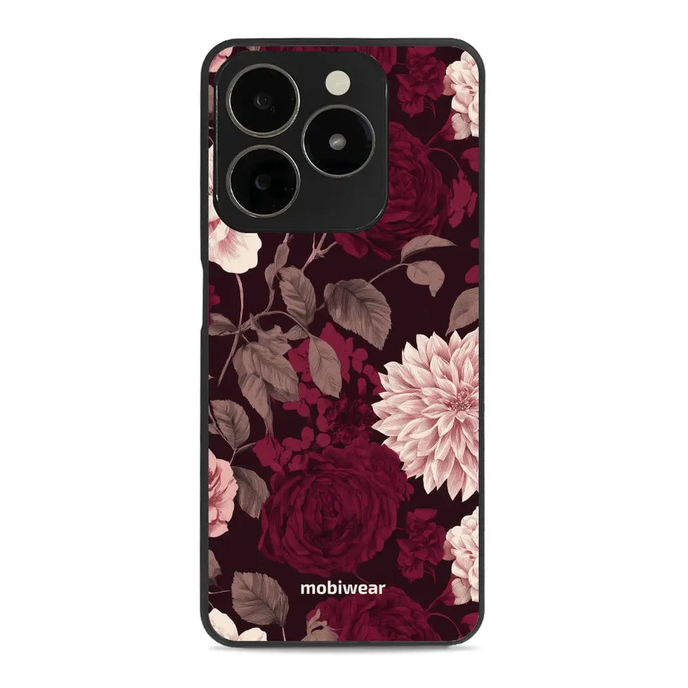 Handyhülle für realme C61, Mobiwear Glossy Case, Wein und Dahlien