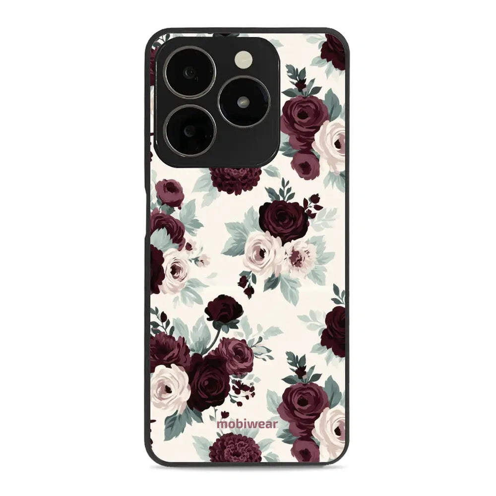 Handyhülle für realme C63, Mobiwear Glossy Case, Rosen mit Salbei auf Creme
