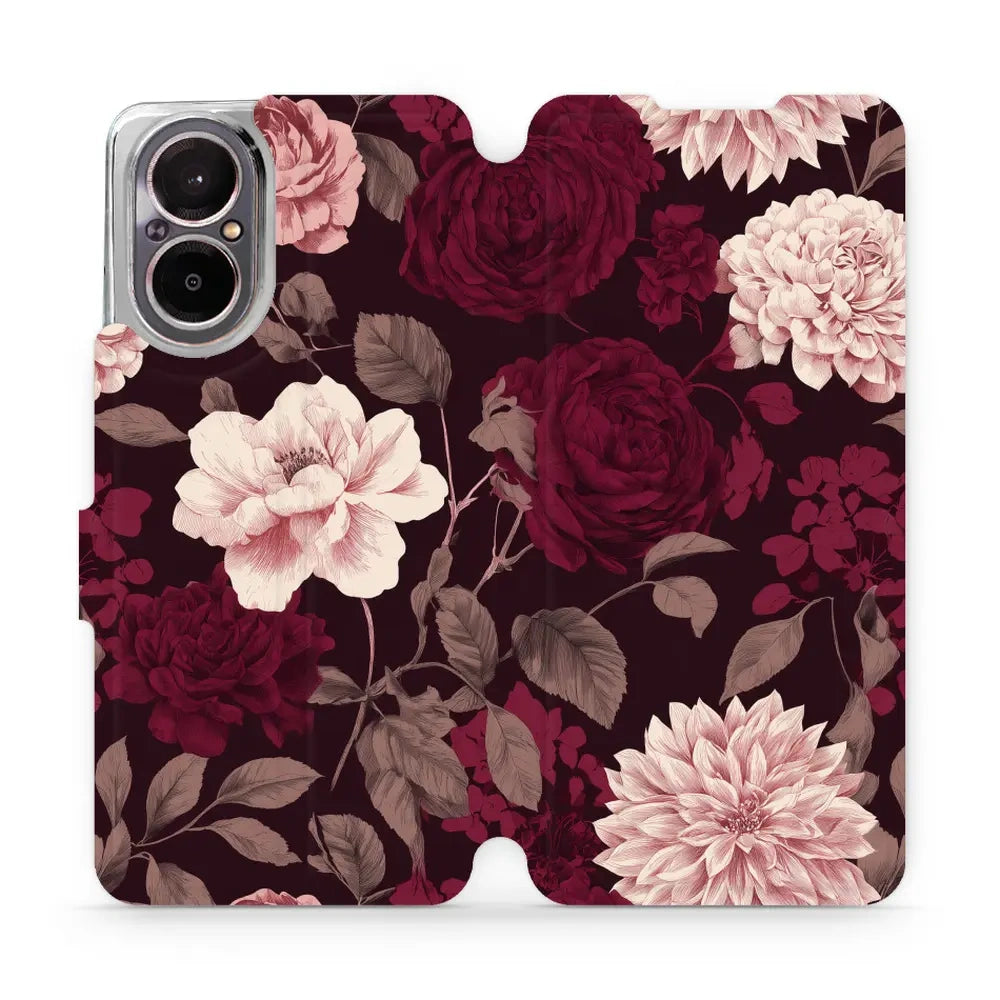 Handyhülle mit klappe für realme C67 4G, Mobiwear Book, Wein und Dahlien