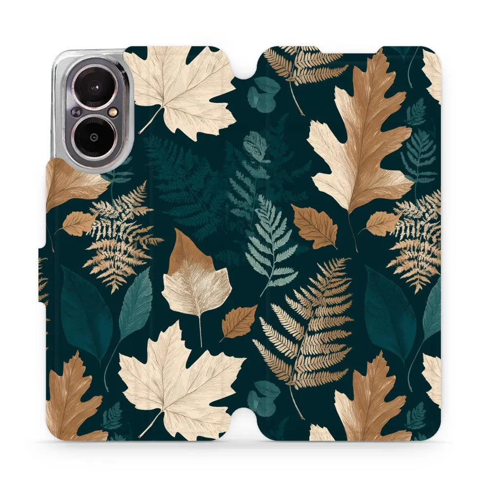 Handyhülle mit klappe für realme C67 4G, Mobiwear Book, Herbarium aus Blättern und Farnen