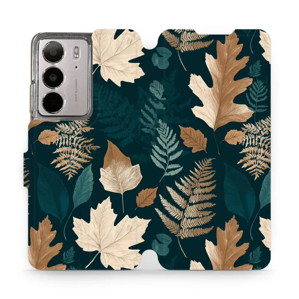 Handyhülle mit klappe für realme C75 4G, realme C75 5G, Mobiwear Book, Herbarium aus Blättern und Farnen