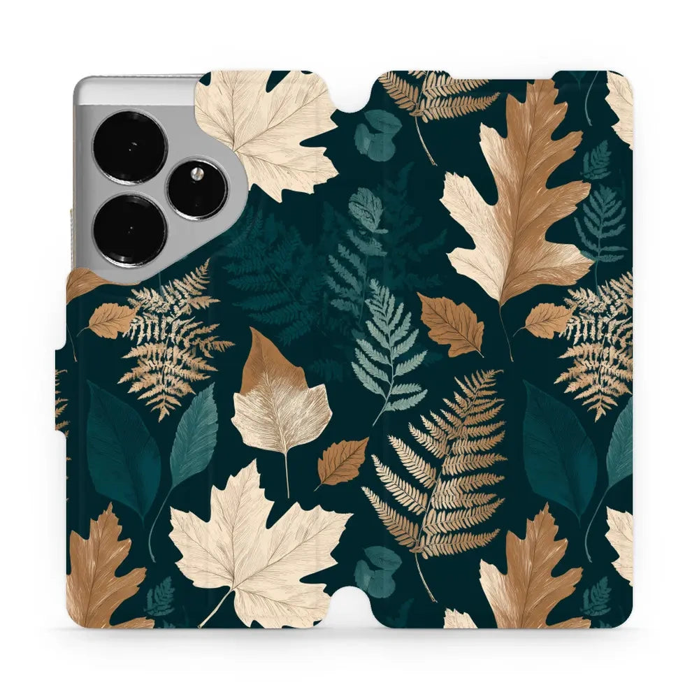 Handyhülle mit klappe für realme GT 6, Mobiwear Book, Herbarium aus Blättern und Farnen
