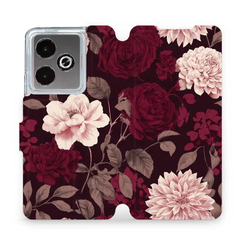 Handyhülle mit klappe für realme GT 7, Mobiwear Book, Wein und Dahlien