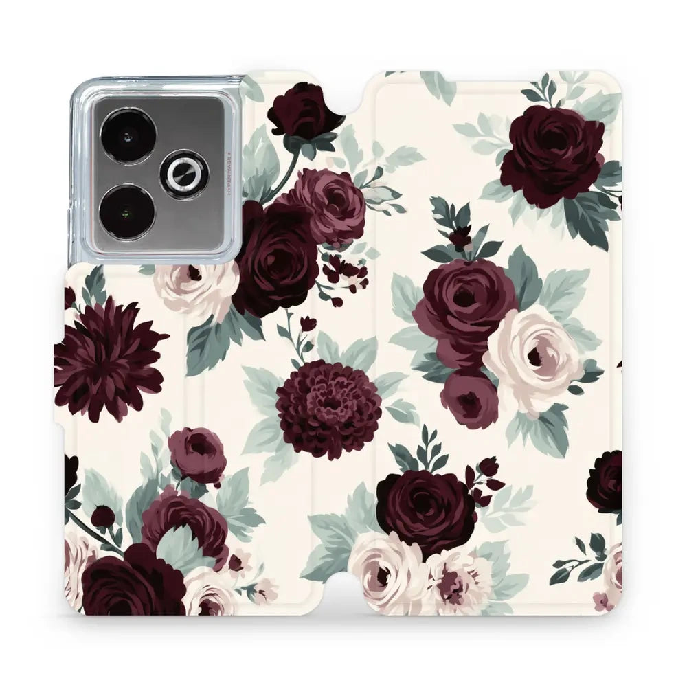 Handyhülle mit klappe für realme GT 7, Mobiwear Book, Rosen mit Salbei auf Creme