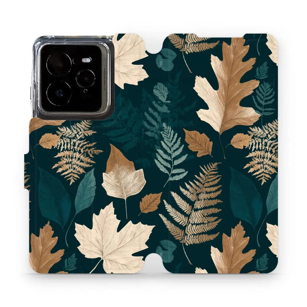 Handyhülle mit klappe für realme GT 7 Pro, Mobiwear Book, Herbarium aus Blättern und Farnen