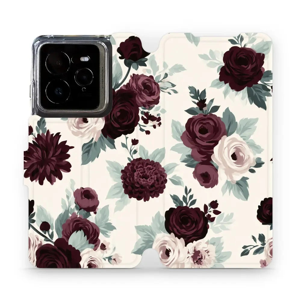 Handyhülle mit klappe für realme GT 7 Pro, Mobiwear Book, Rosen mit Salbei auf Creme