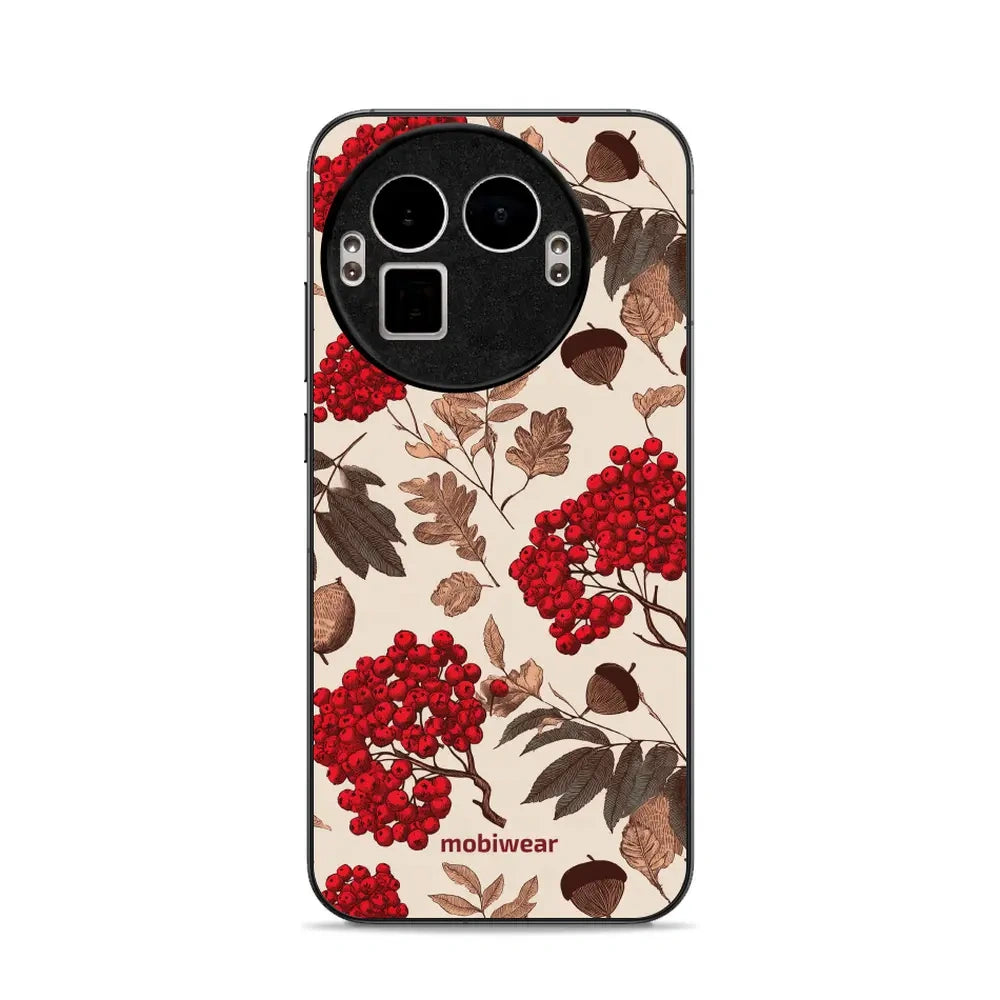 Handyhülle für realme GT 8 Pro, Mobiwear Glossy Case, Vogelbeeren auf Ecru