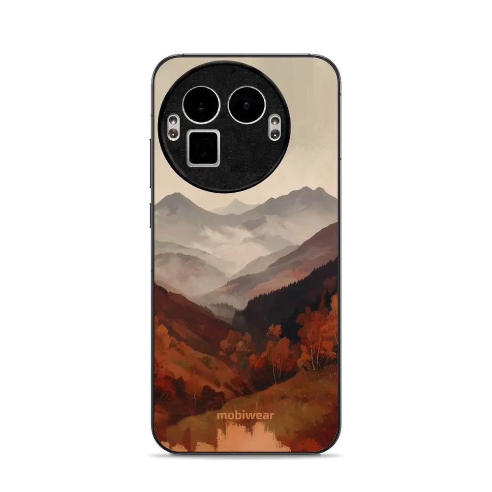 Handyhülle für realme GT 8 Pro, Mobiwear Glossy Case, Nebliges Tal in den Bergen