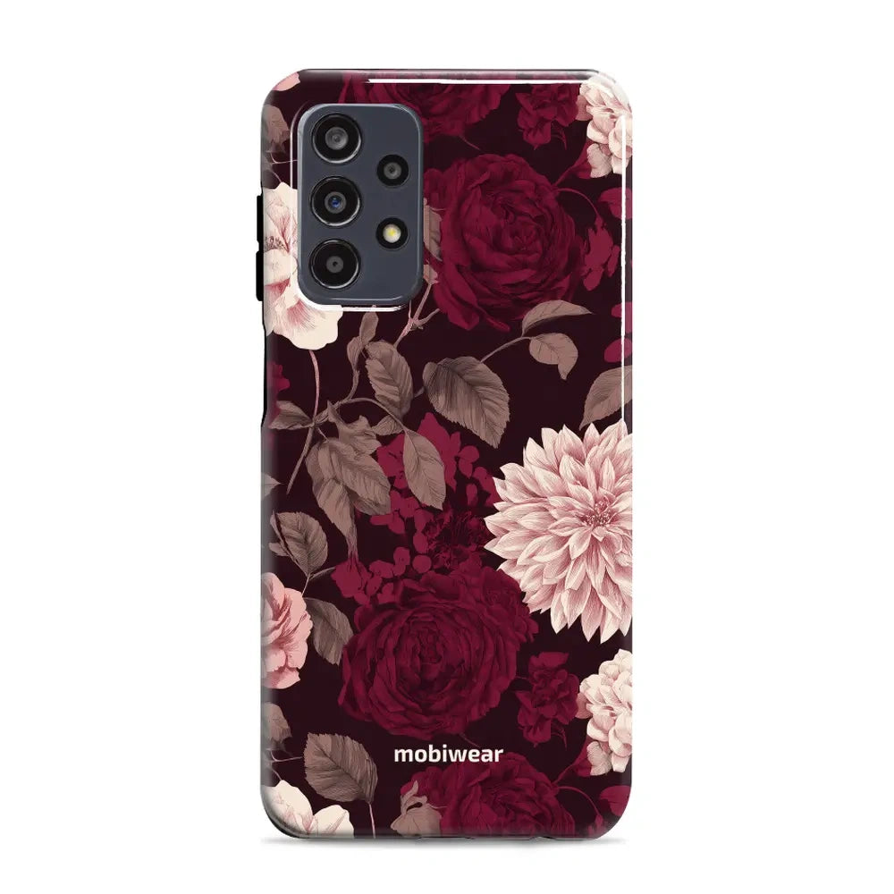 Handyhülle für Galaxy A23 5G / 4G, Mobiwear Elite Pro, Wein und Dahlien