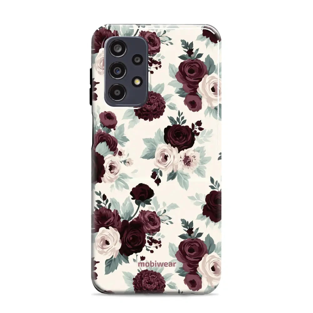 Handyhülle für Galaxy A23 5G / 4G, Mobiwear Elite Pro, Rosen mit Salbei auf Creme