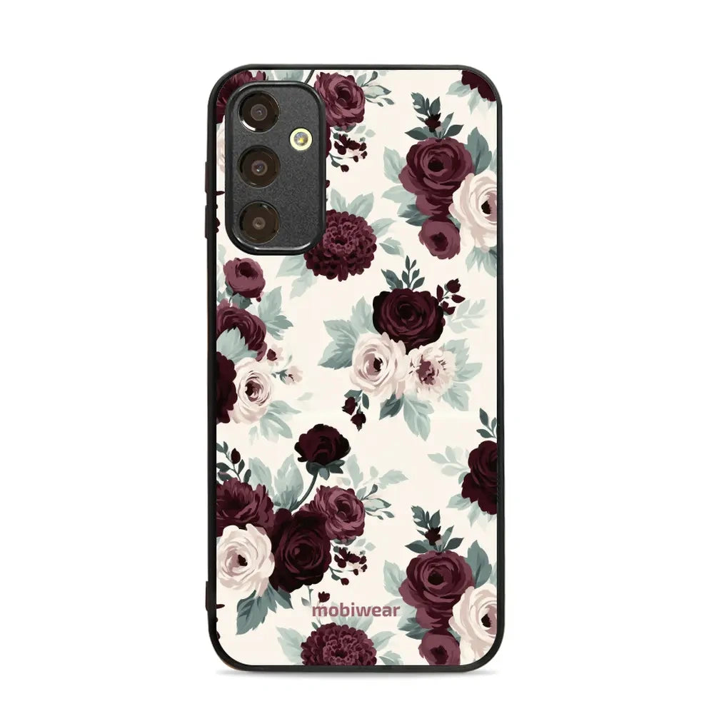 Handyhülle für Galaxy A25 5G, Mobiwear Glossy Case, Rosen mit Salbei auf Creme