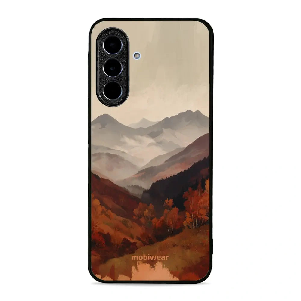 Handyhülle für Galaxy A26 5G, Mobiwear Glossy Case, Nebliges Tal in den Bergen