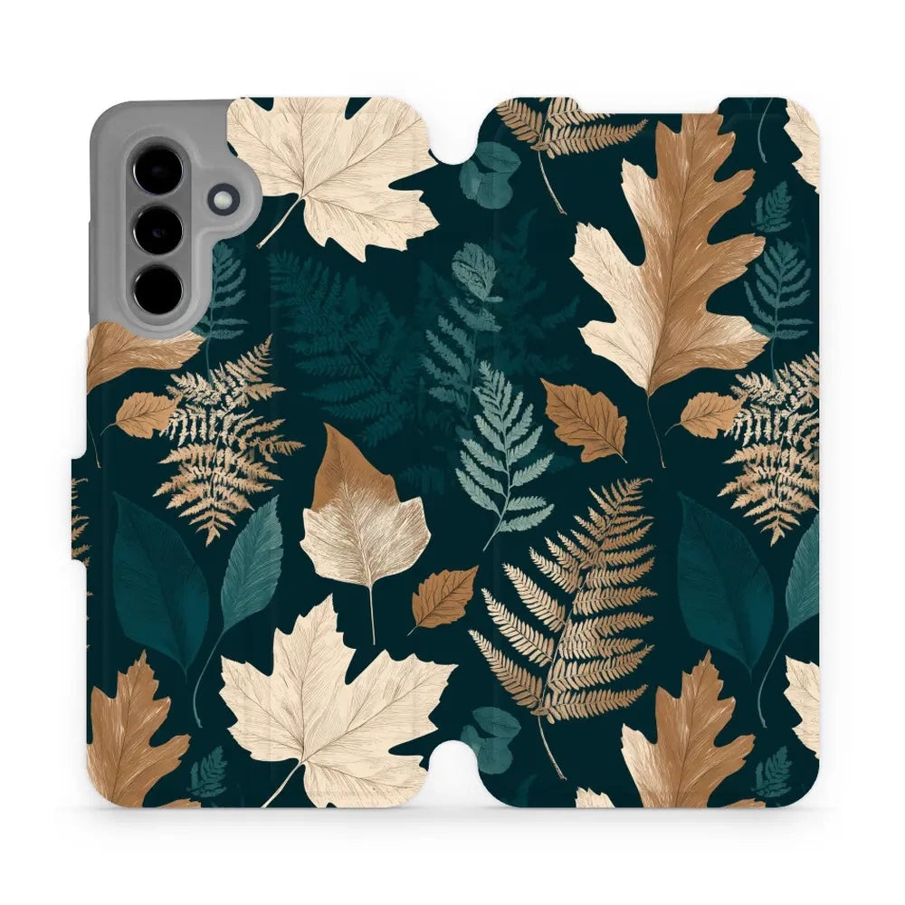 Handyhülle mit klappe für Galaxy A26 5G, Mobiwear Book, Herbarium aus Blättern und Farnen