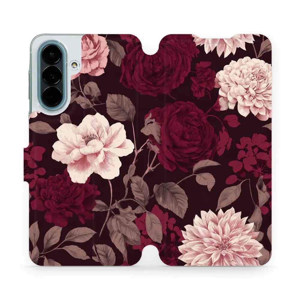 Handyhülle mit klappe für Galaxy A27 5G, Mobiwear Book, Wein und Dahlien