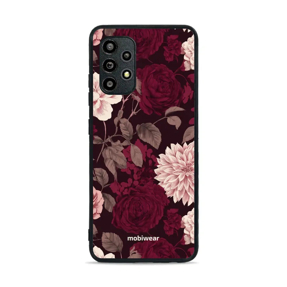 Handyhülle für Galaxy A32 4G, Mobiwear Glossy Case, Wein und Dahlien
