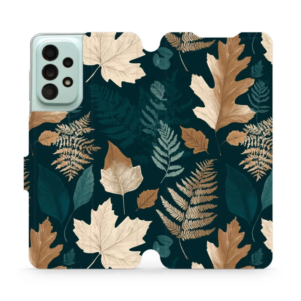 Handyhülle mit klappe für Galaxy A33 5G, Mobiwear Book, Herbarium aus Blättern und Farnen